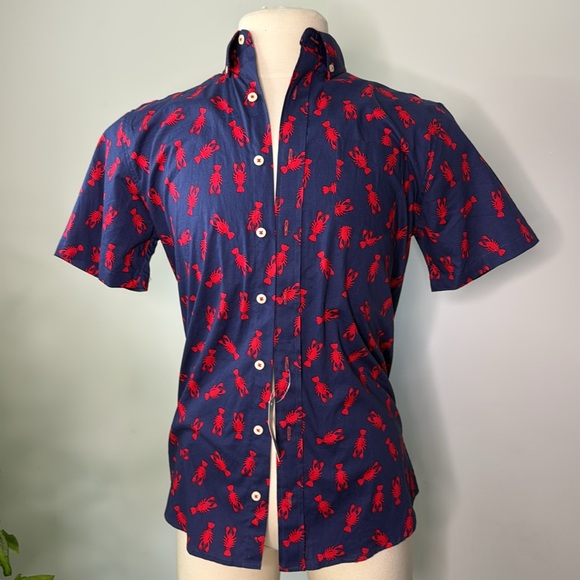 NWT Men’s Lobster Nick Graham Cotton Button Down Shirt SIZE Small petite - Picture 1 of 7